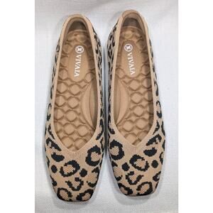 VIVAIA Lightweight Square-Toe V-Cut Dark Leopard Margot Walker Flats‎